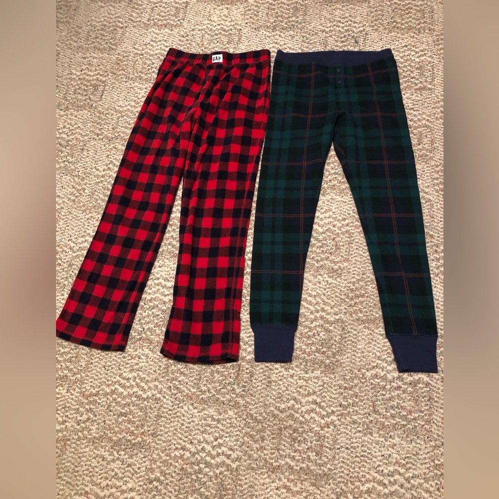 Bundle Kids Plaid Pajama Bottoms - Red and Dark Green